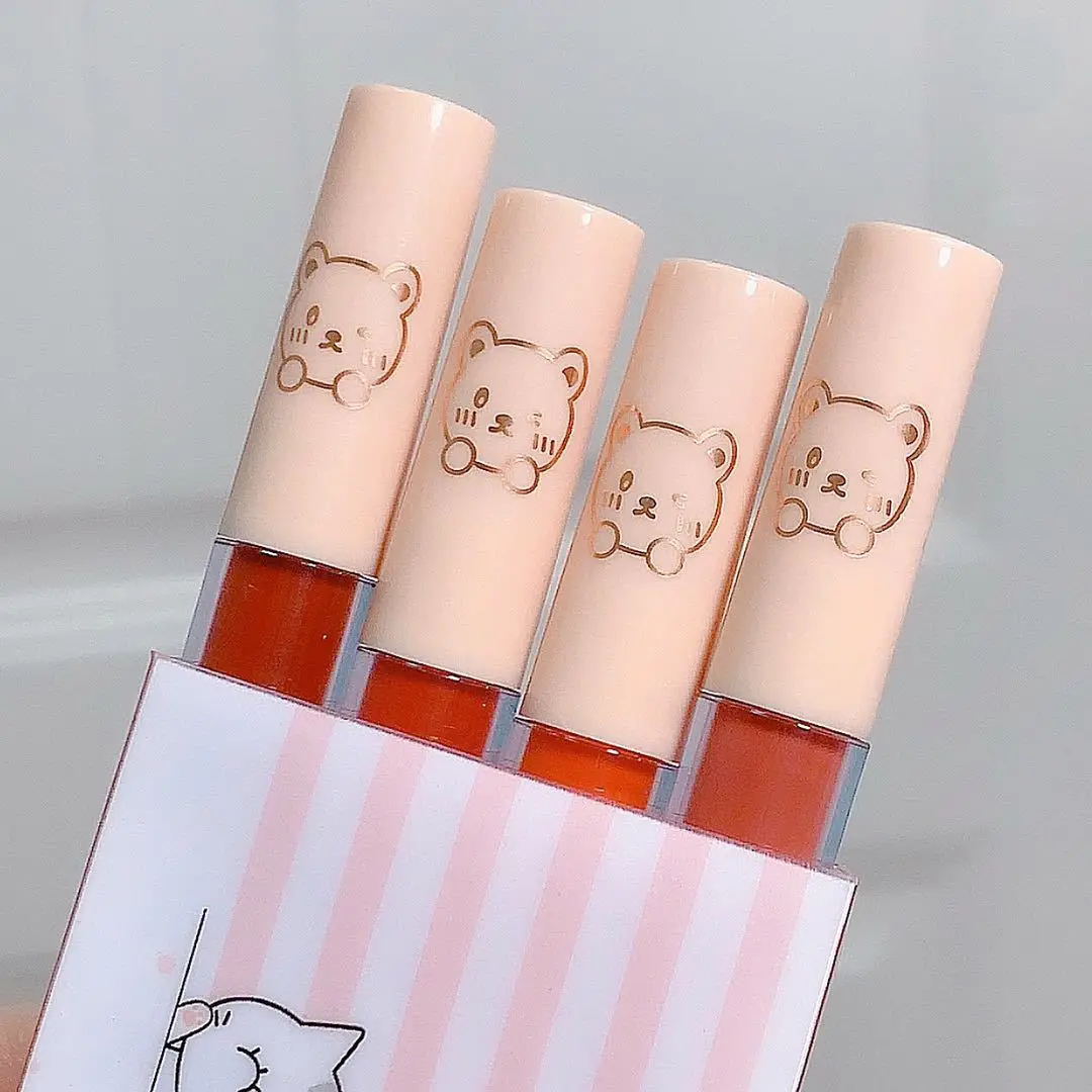 

4 милых котят Губы Глазури помада бархат показать белый губы глазурь набор