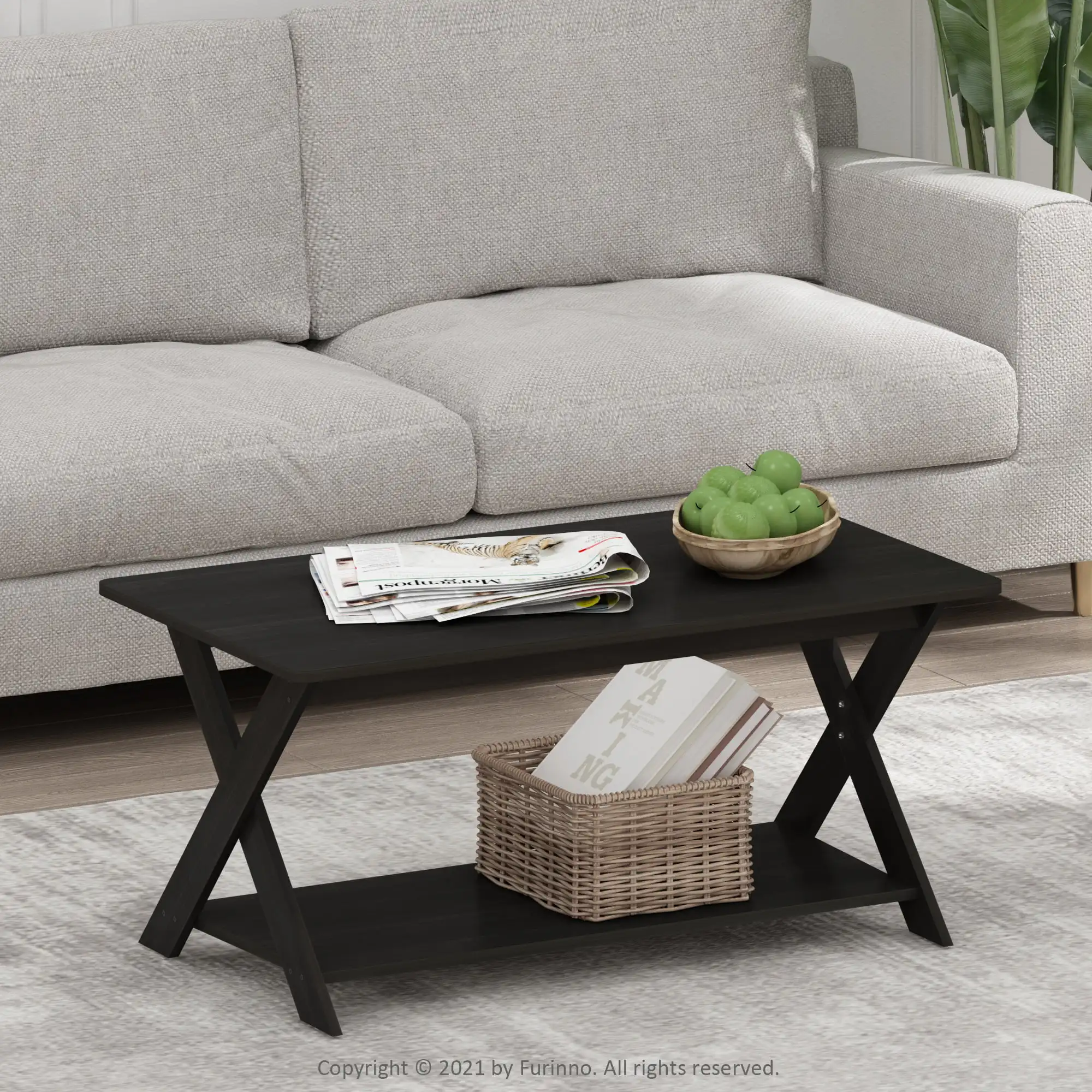 

Furinno Modern Simplistic Criss-Crossed Coffee Table, Espresso