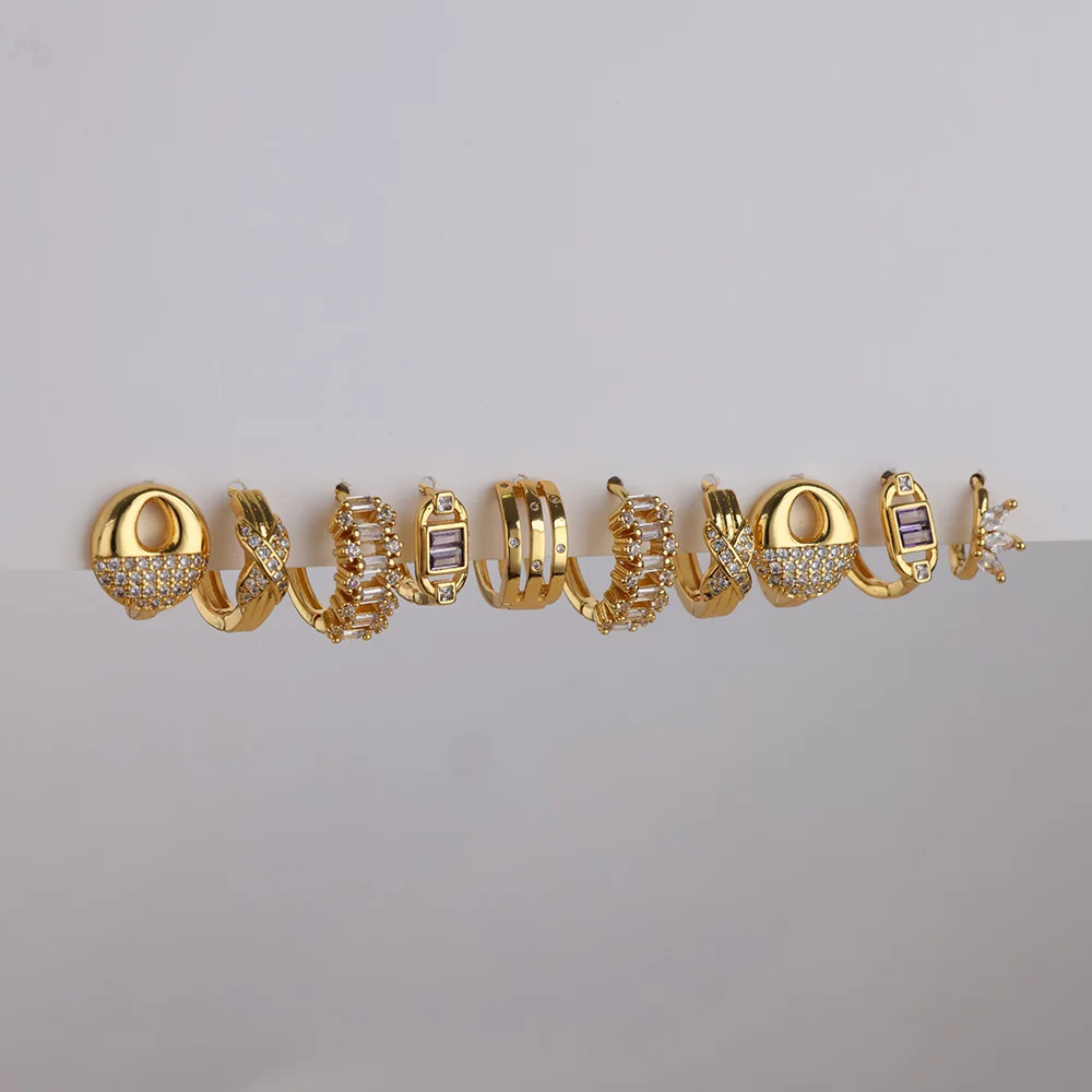 Женские серьги-кольца из нержавеющей стали с белым цирконом