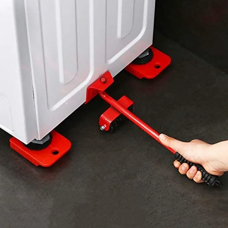 

5pcs Furniture Lifter Slider Kit Heavy Stuffs Mover Tool Wheeled Roller Wheel Bar Device