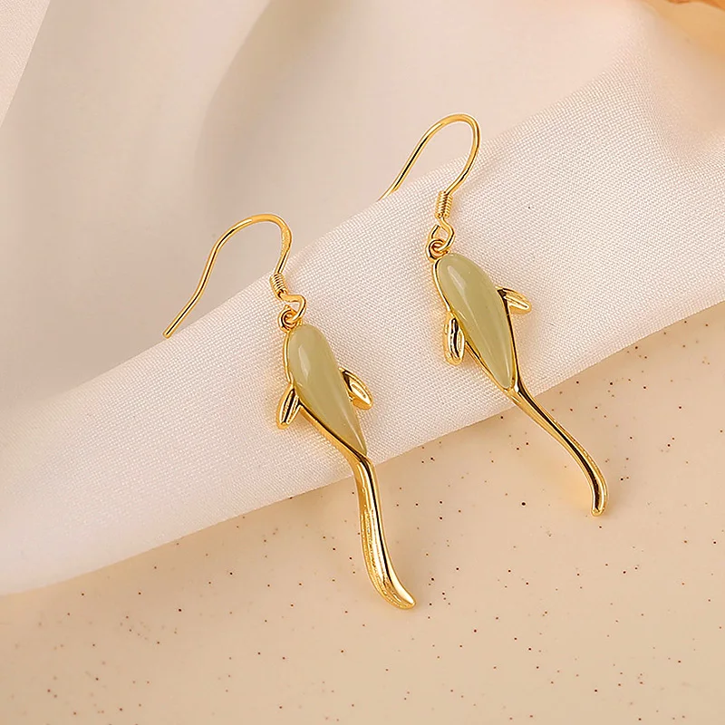 

1 Pair Atmosphere Fashion Dolphin Shaped Earrings Personality Luxury Statement Copper Literary Accessories Retro Commuter