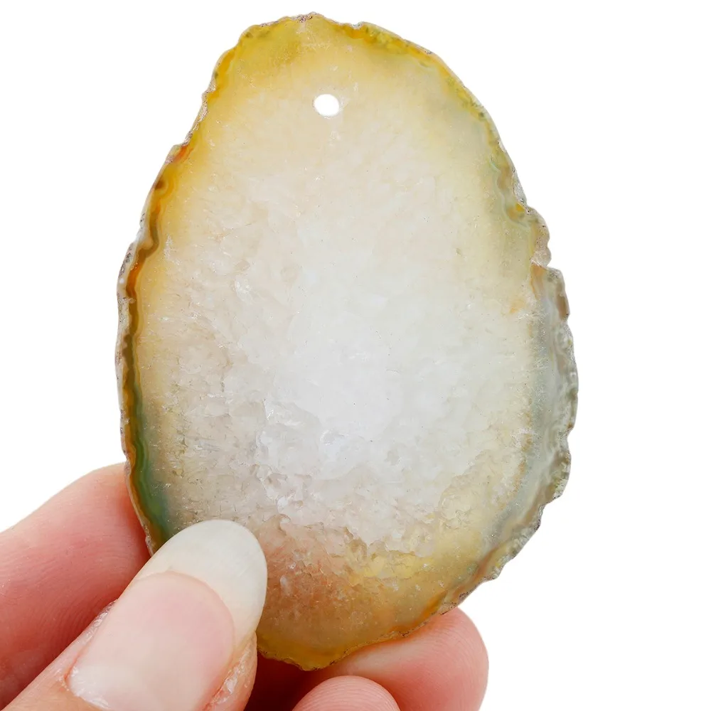 SUNYIK 5pcs/lot Yellow Agate Crystal Slice Irregular Shapes Drilled Holes Pendant For Jewelry DIY Home Decoration Accessories