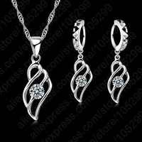 new arrival fine 925 sterling silver jewelry sets women cubic zirconia necklacependantearrings free shipping