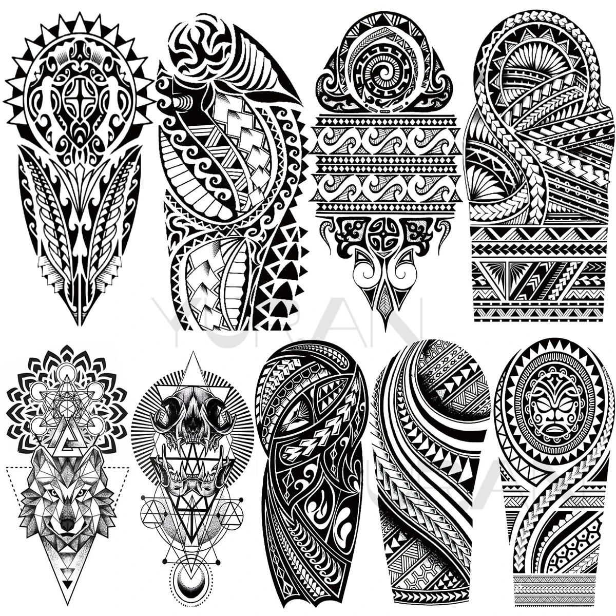 Большие временные татуировки маори для мужчин женщин реалистичные шипы тотем