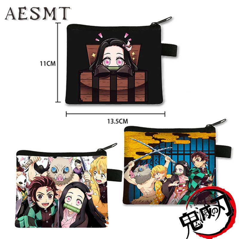 Anime Demon Slayer Kimetsu No Yaiba Kamado Nezuko Hashibira Inosuke Coin Wallet Purse Keychain Storage Bag Clutch Bag Gift