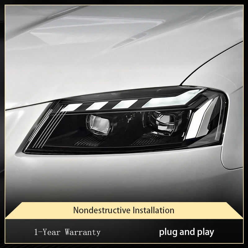 Фото Пара модифицированных автомобильных фар для Audi A3 2008-2012, передние светодиодные фары DRL, аксессуары для установки Plug and Play №3