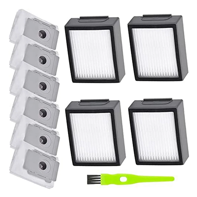 

Горячая распродажа! 6 упаковок вакуумных мешков + 4 комплекта фильтров HEPA для Irobot Roomba I7 + J7 J7 + I3 I3 + I4 I4 + I6 I6 + I & J