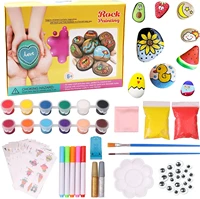 49pcs mixed child diy painting natural stone art kit toy handmade ornaments tool making jewelry accessories decor crafts gift