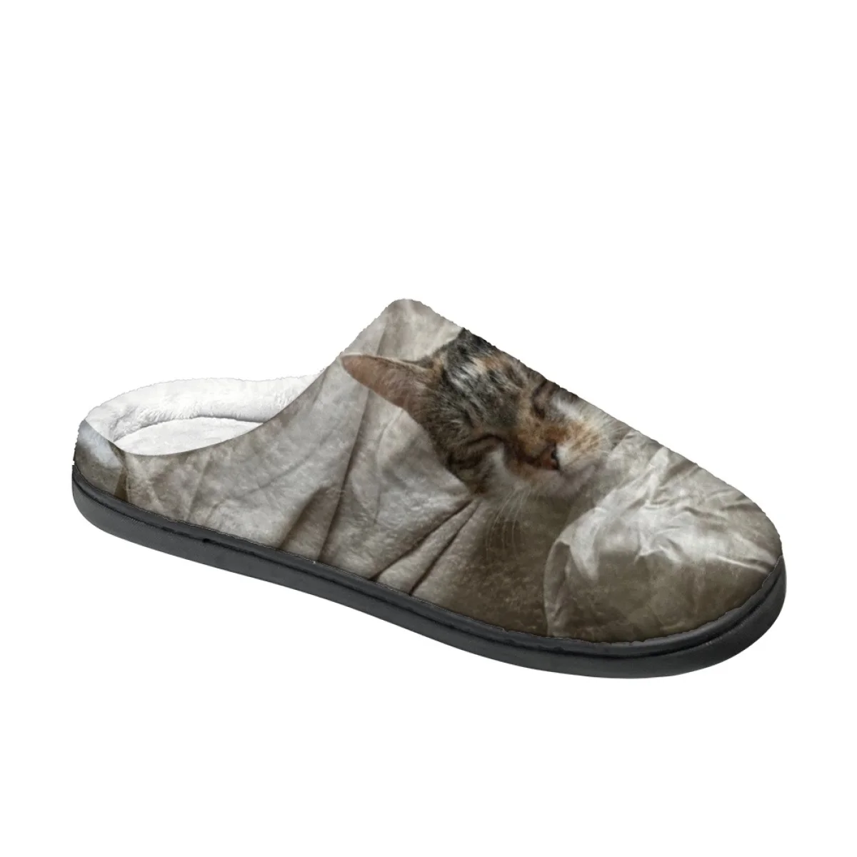 Симпатичные теплые тапочки унисекс для пар с 3D рисунком кошки зимние