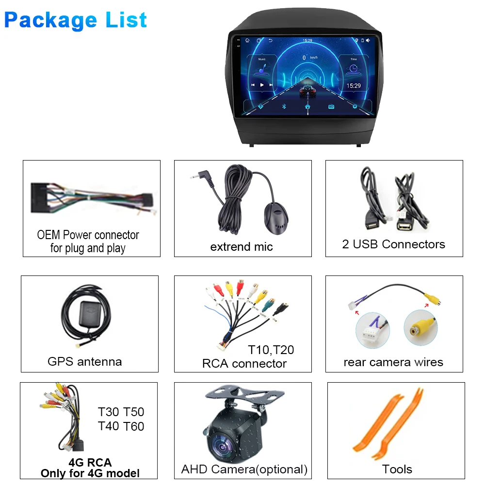 Головное устройство GPS-навигации для ix35 Hyundai Tucson 2 LM IX35 2009-2015 Carplay Android Auto Мультимедийный видеоплеер Стерео без 2din (art.: 3920d0c2ff2ef) - 3920d0c2ff2ef