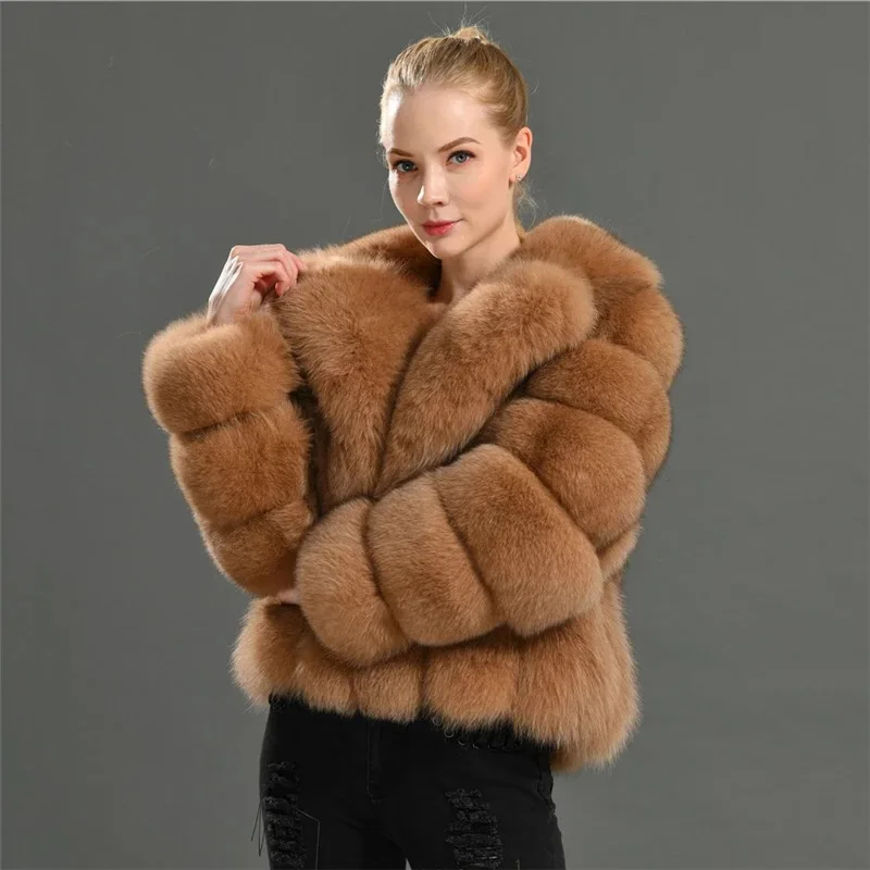 2022 New Faux Fur Coat Fashion Ladies Faux Fur Coat Streetwear Female New Style Faux Fox Fur Coat Women's Short Female Tops