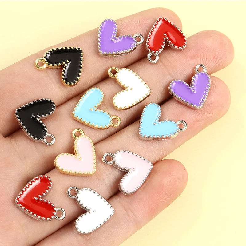 Эмалевые подвески в форме сердца 15 шт