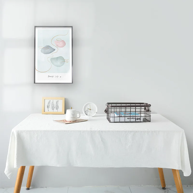 

White Rectangular Cotton Tablecloth Washable Wedding Kitchen Dining Room Party Holiday Tabletop Decoration Table Covers Supplies