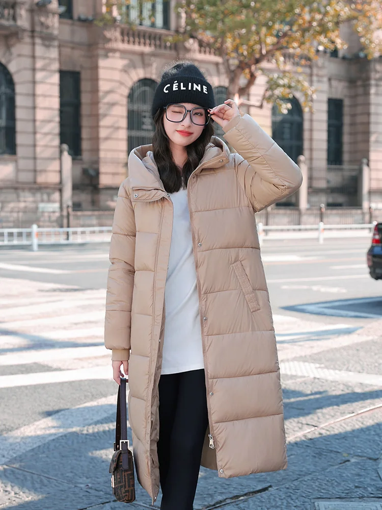 2023 New Waterproof Coats Fashion Winter Down Cotton Jacket Womens Glossy Femme Thick Warm Long Hooded Puffer Parkas