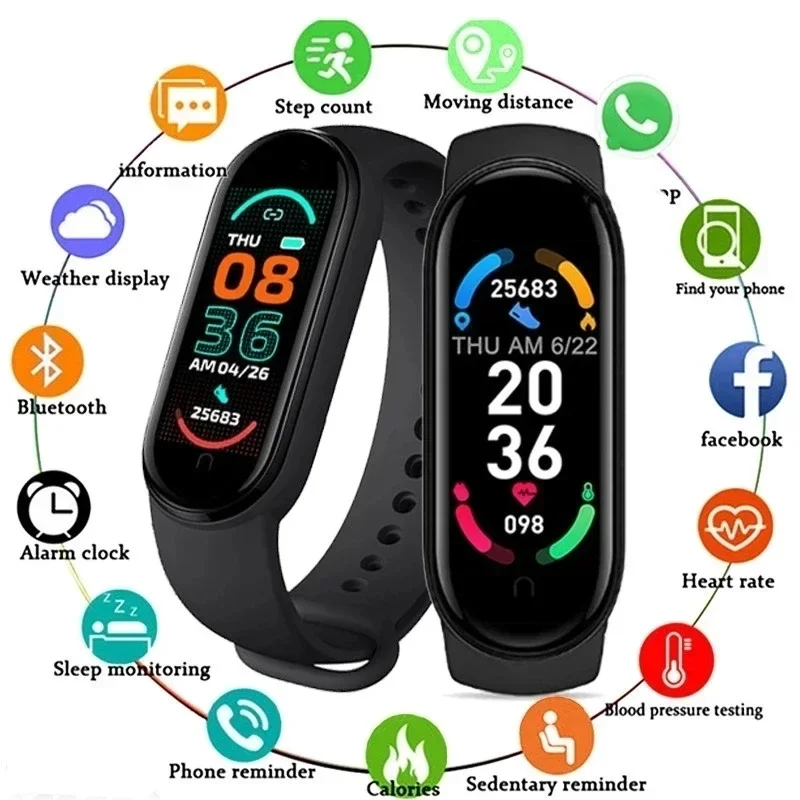 

M6 Smart Wristband Heart Rate Blood Pressure Monitoring Smart Watch Men Women Fitness Tracker Watch Waterproof Sports Smartwatch