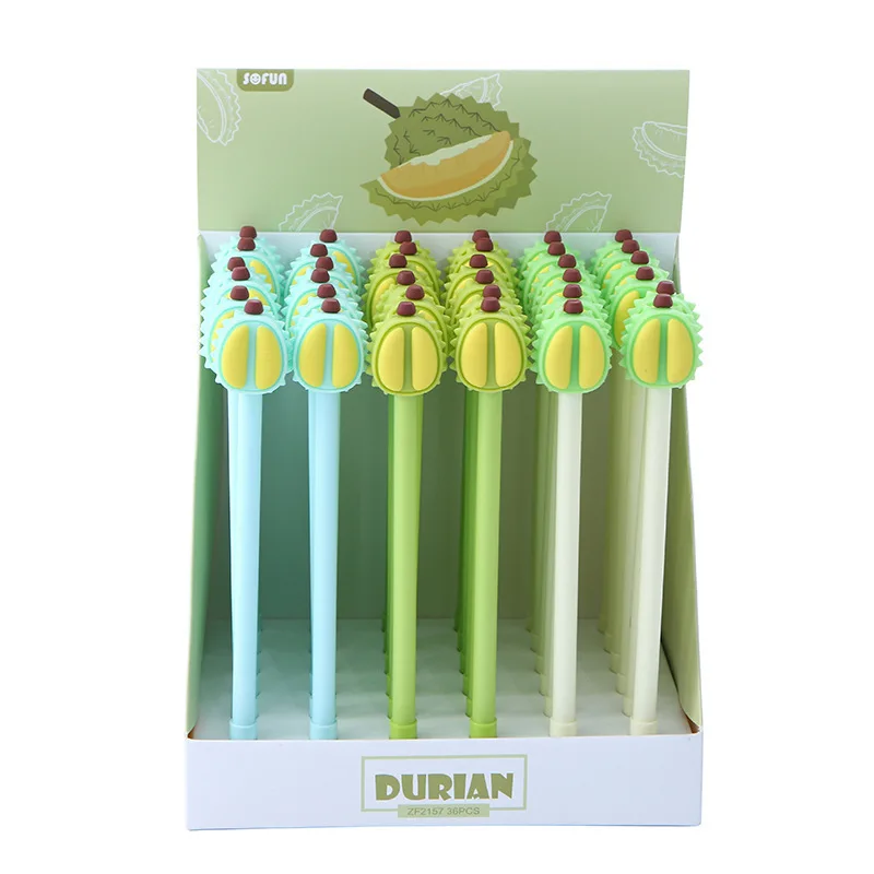 1pcs Cartoon Silica Gel Pen Kawaii Cute Fruit Durian 0.5mm Black Blue Ink Korea Stationery School Office Writing Supplies - купить по