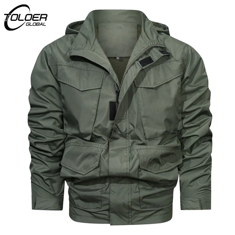

Men's Outdoor Hiking Camping Jackets Hooded Windbreaker Coat Autumn Casual Jacket Tactics Army Military Multiple Pockets Coats