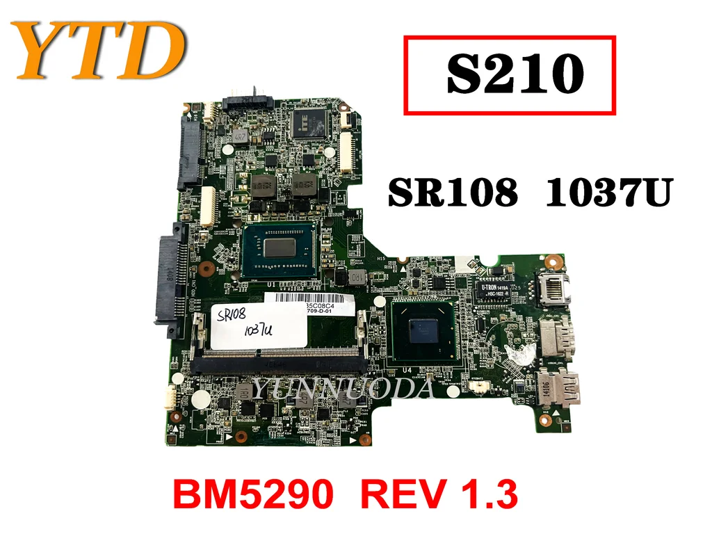 Original for Lenovo S210 Laptop  Motherboard SR108  1037U  BM5290  REV 1.3 tested good free shipping
