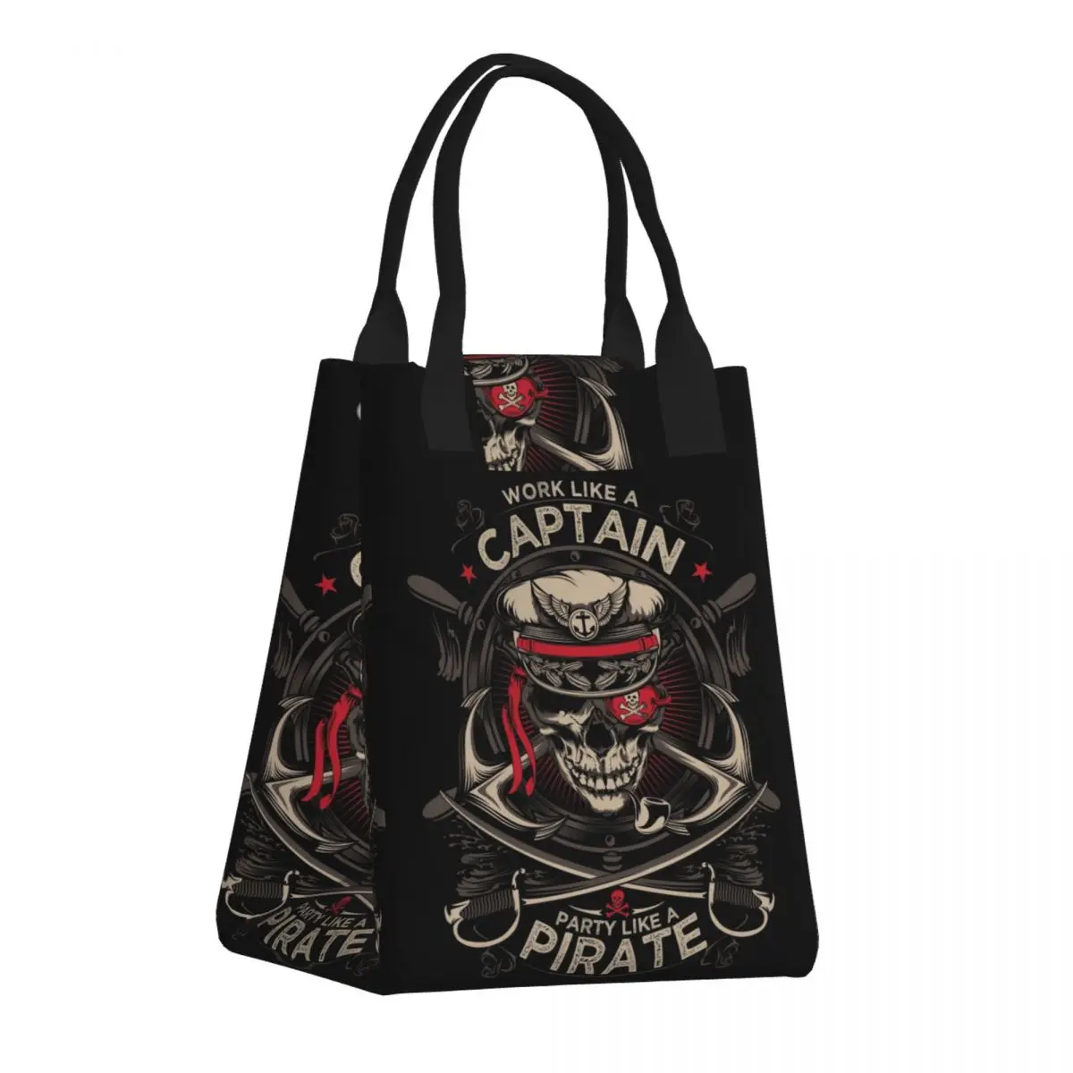 

Work Like A Captain Party Like A Pirate Thermal Insulated Lunch Bag Nautical Skull Sailor Resuable Lunch Tote Food Bento Box