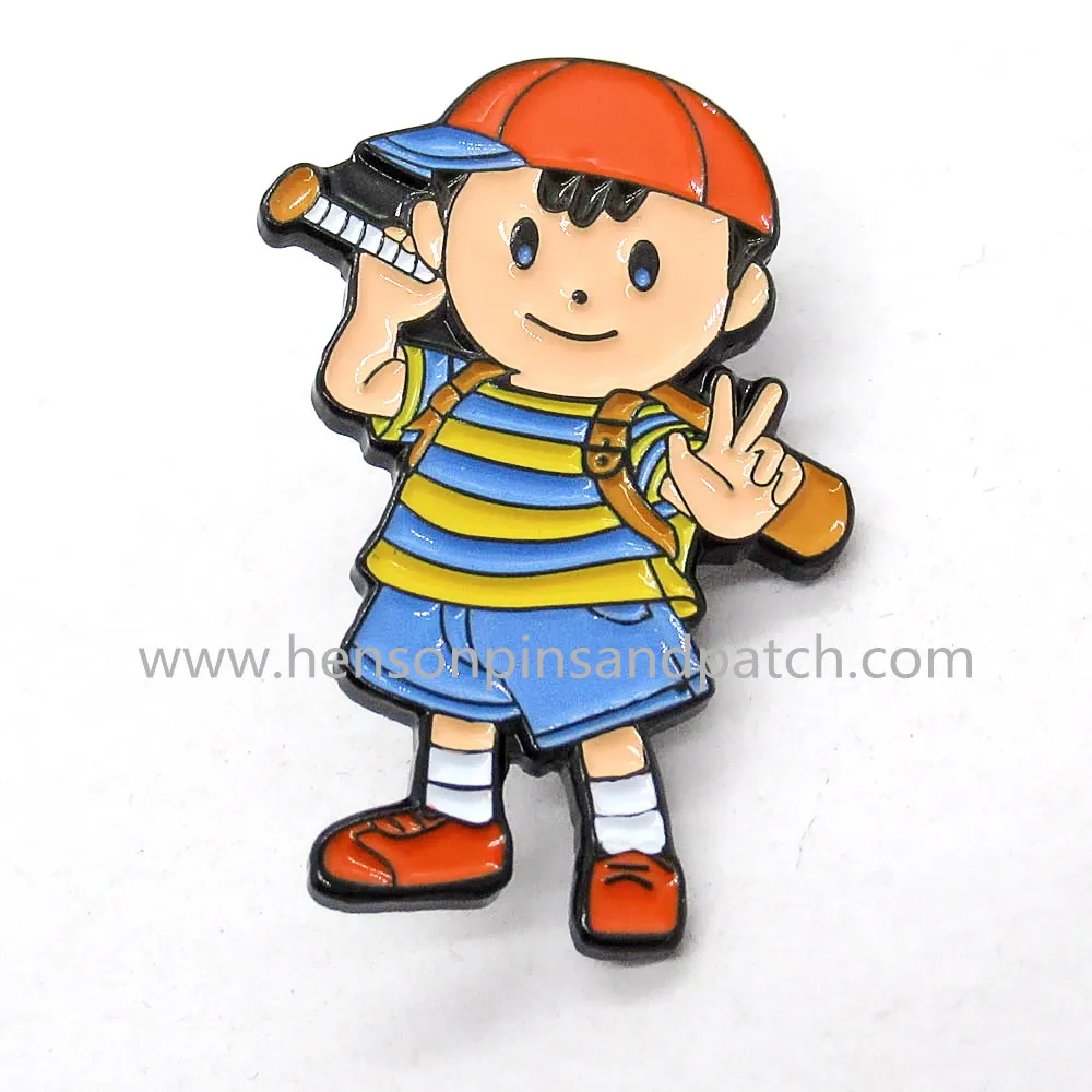 

Custom zinc alloy dye black metal soft enamel baseball boy Game earth lapel pin