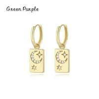 trend 925 sterling silver zircon star moon ear buckles for women elegant classic hoop earrings fine jewelry wedding gift ce 1404
