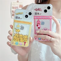 cute kirby and pikachu grasp doll machine clear silicon phone case for iphone 7 8plus xr xs max 11 12 13 pro max card bag