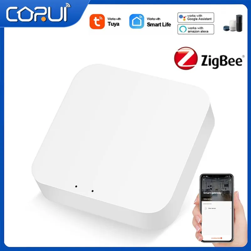 

CoRui Zigbee 3.0 Tuya Smart Gateway Hub Smart Home Zigbee 3.0 Remote Control Smart Life APP Cooperates With Google Alexa