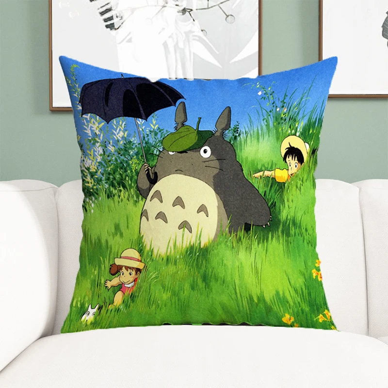 

Throw Pillow Covers for Bed Pillows Totoro Cushion Cover Short Plush Car Sofa Pillowcase 45x45 Cushions Decorative 45*45 Body