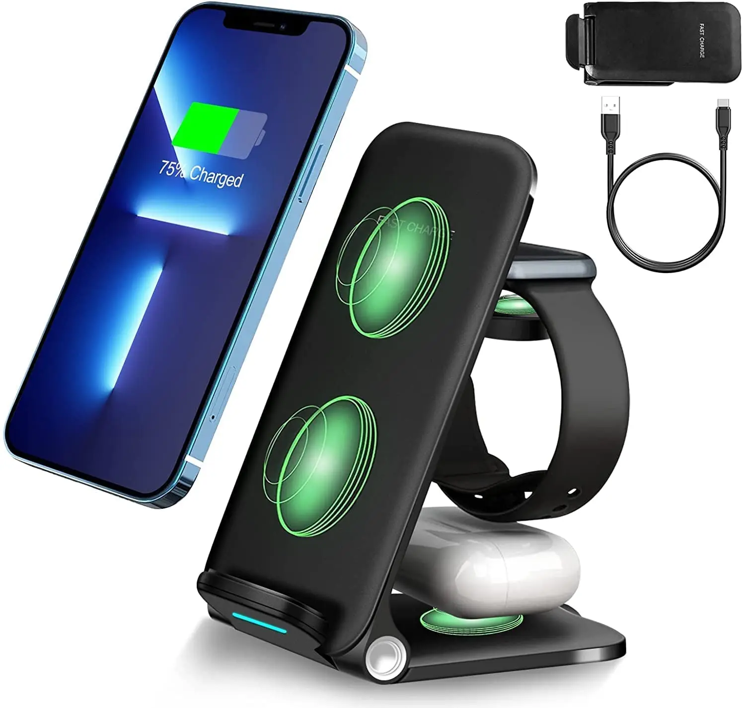 

Wireless Charging Station 3 in 1 Fast Charging Station for iPhone 13 12 11 Pro Max AirPods 3 2 pro iWatch 7 6 5 SE 4 3 2 Samsung
