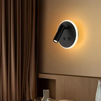 10w led wall sconce reading light fixture ambient circle lamp rotatable bedside spotlight dualswitch whiteblack shell bedroom