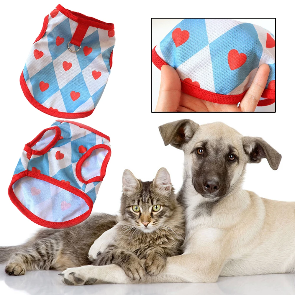 

Pet Dog Clothes Diamond Hearts Traction Vest Clothing Cute Thin Summer Boy Girl Chihuahua Pet Products Rhombus Checkered Vest