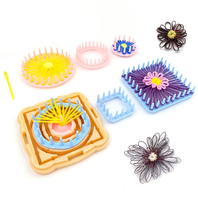 

Инструменты для вязания, Набор для изготовления цветочных сеток квадратной формы, набор для вязания шерстяных цветочных шариков, сделай сам, шерсть, ручная работа, инструмент для вязания