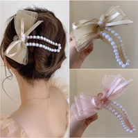 flower pearl hair clip lady girl cute bow flower lace hair clips hairpin hair grabs the back of the head duckbill clip headdress
