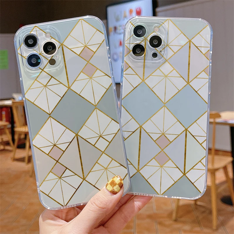 

Golden Line Colourful Glass For iPhone 11 Case Pro Max Mini 11 12 X XR XS Pro Max SE2020 8 7 6 6S Plus Soft Silicone Cover