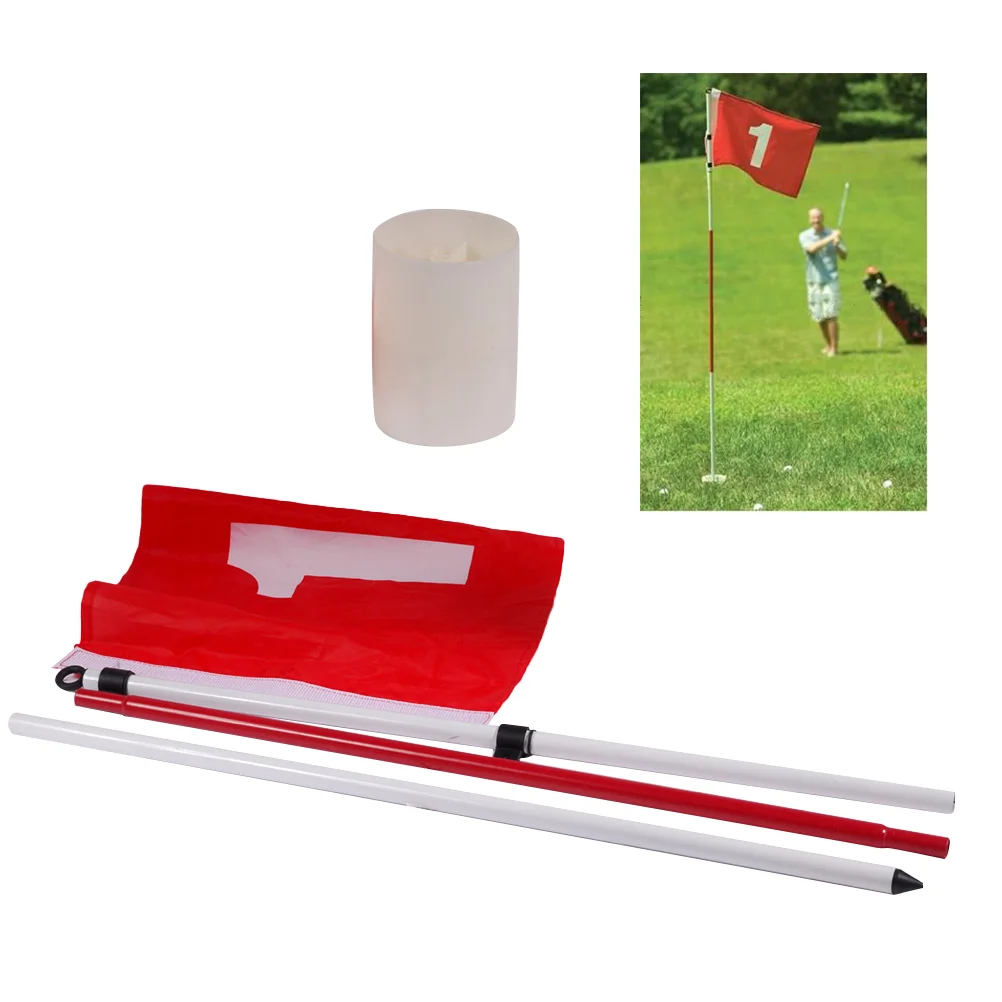 

1 Set of Useful Flag Stick Hole Cup 5 Section Flagpole Flag for Garden Outdoor