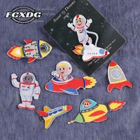 cartoon space astronaut rocket pattern embroidered patches for clothing iron on patches for clothes kids jacket fusible patch