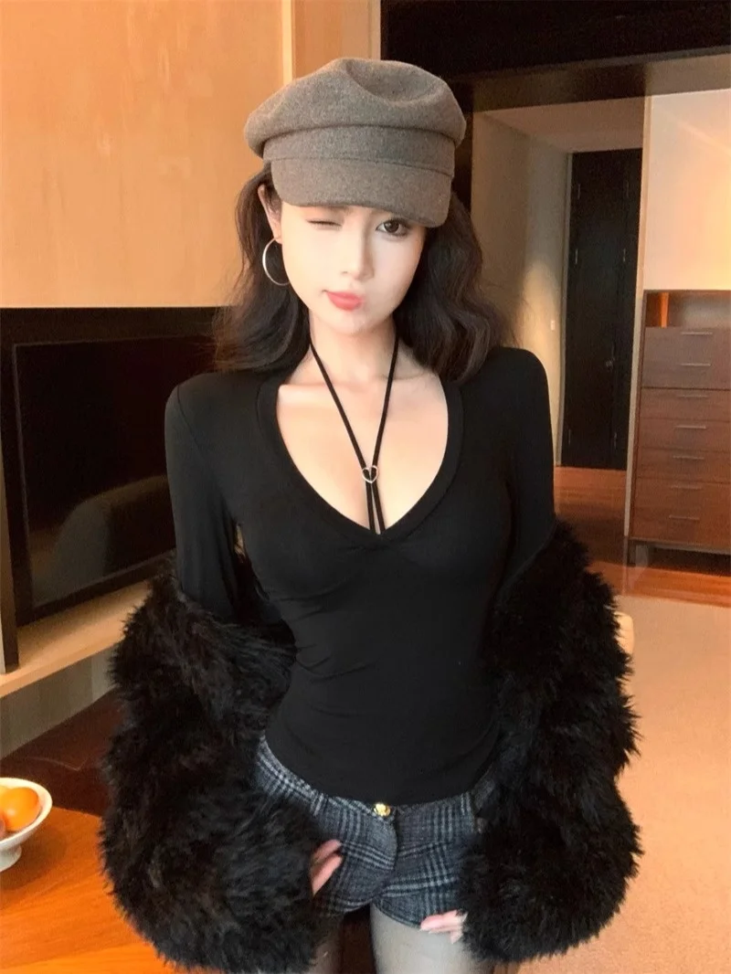 Pure Desire Gyaru Сексуальный топ с глубоким вырезом и v-образным висячим воротником