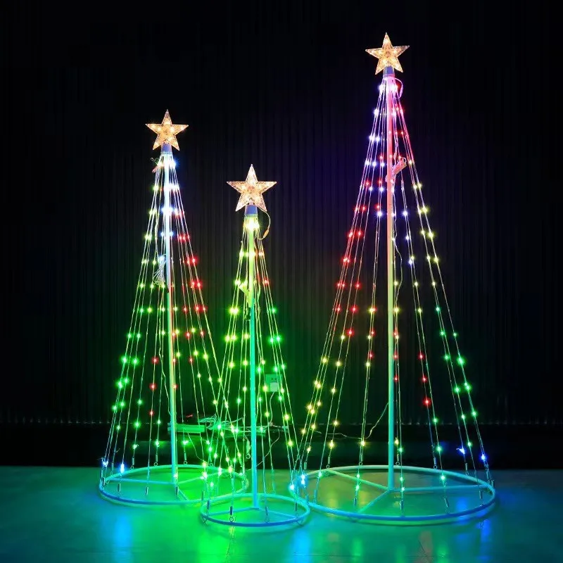 LED Christmas Tree Lightshow String Waterfall Star Lights Outdoor Multicolor Lightshow For Garden Yards Wedding Party USB Plug