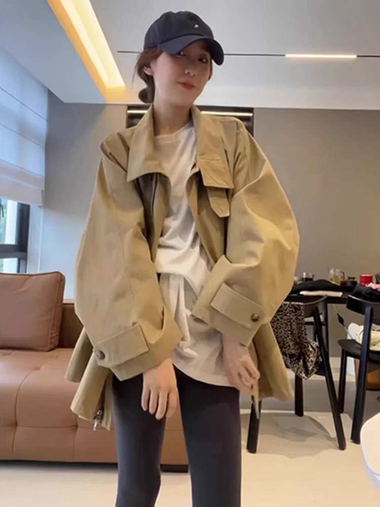 Маленький плащ цвета хаки верхняя одежда элегантный High Sense весна 2024 новинка