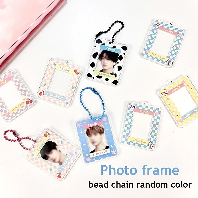 

INS New 1 Inch Photocard Holder Photo Frame Idol Photo Sleeves Protector School Stationery Tool Keychain DIY Bag Pendant Gift
