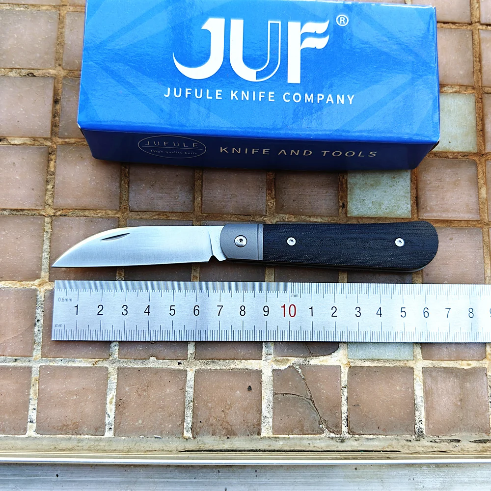 Фото Складной нож JUFULE Real M390 с титановой рукоятью в стиле Jack Wolf и рукоятью из микарты, с разъемным соединением, для кемпинга, хозяйственных нужд и чистки фруктов №1