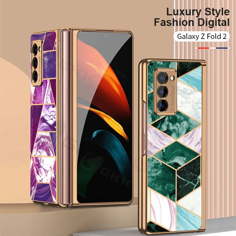 

GKK Original Case For Samsung Galaxy Z Flip Fold 2 5G Case Luxury Tempered Glass Plating Edge Cover For Samsung Z Flip Fold 2 5G