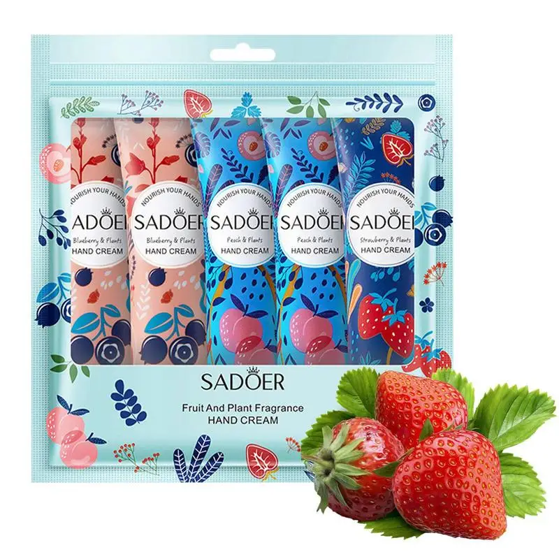 

Крем для рук, подарочный набор, Натуральный Фруктовый фитохимический аромат, крем для рук, подарочный набор 5 шт., увлажняющий крем для рук, подарочный набор, размер для путешествий