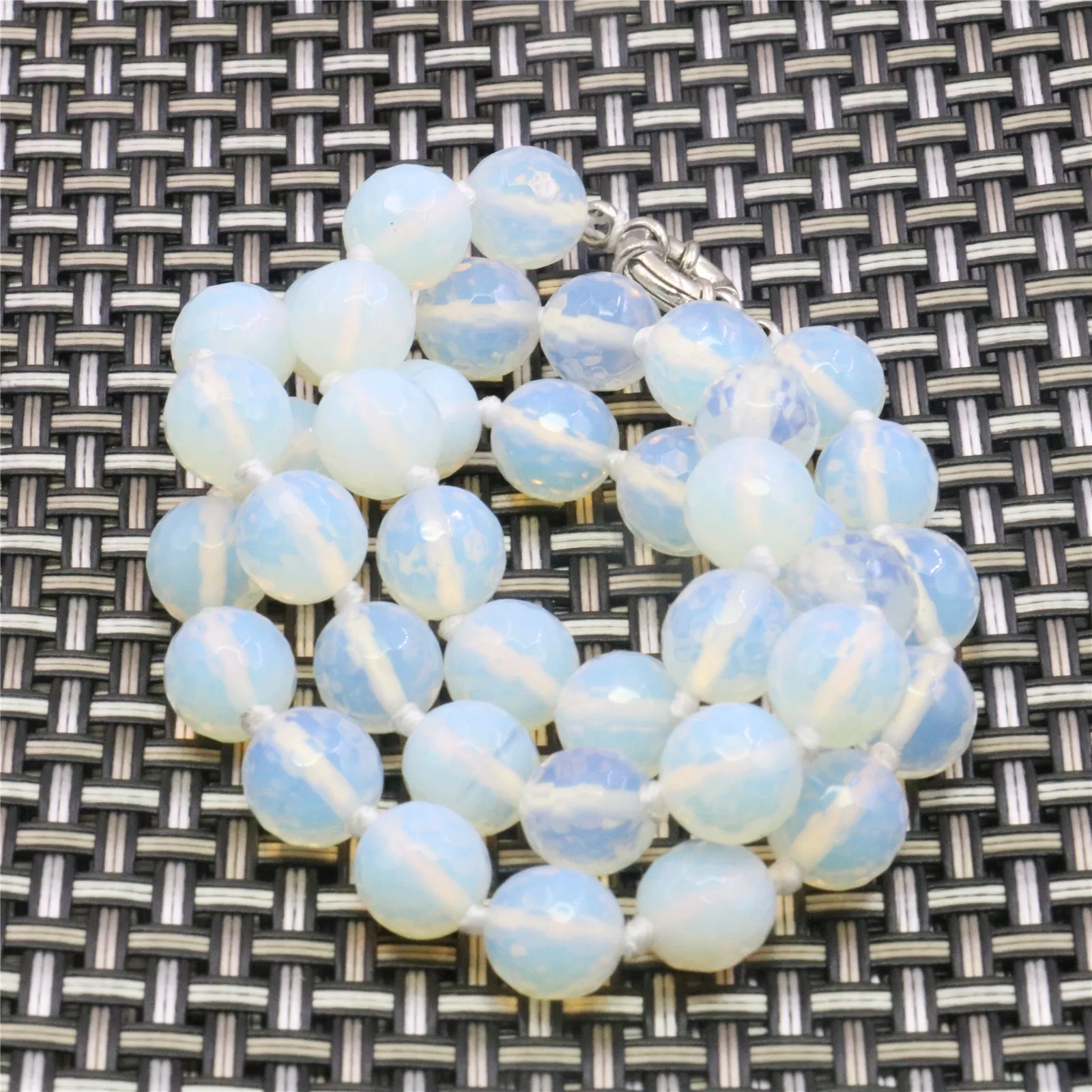 Fashion Women 8x16mm White Blue Irregular Freshwater Pearl Black Agate Necklace