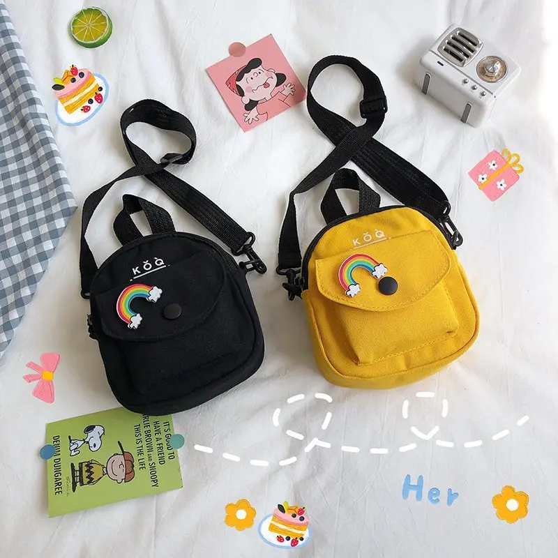 

New Style Messenger Bag Fashion Casual Small Canvas Bag Korean Version Cute Girl Bouncing Di Small Bag