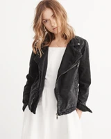 womens spring and autumn new street hole zipper lapel slim black short handsome motorcycle jacket denim jacket