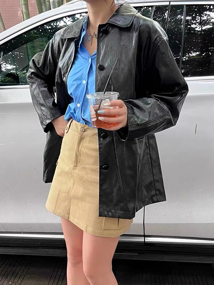 Missmarm Klein синие рубашки женские летние новый дизайн Sense свободный топ с длинными