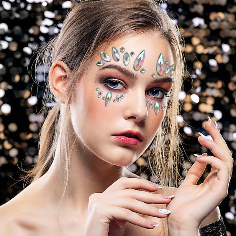 Блестящие 3D драгоценности стикер для лица модные глаза Кристальные драгоценные