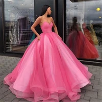 luxury pink prom dresses off shoulder sweetheart neck evening dress women backless formal party blue tulle ball gown
