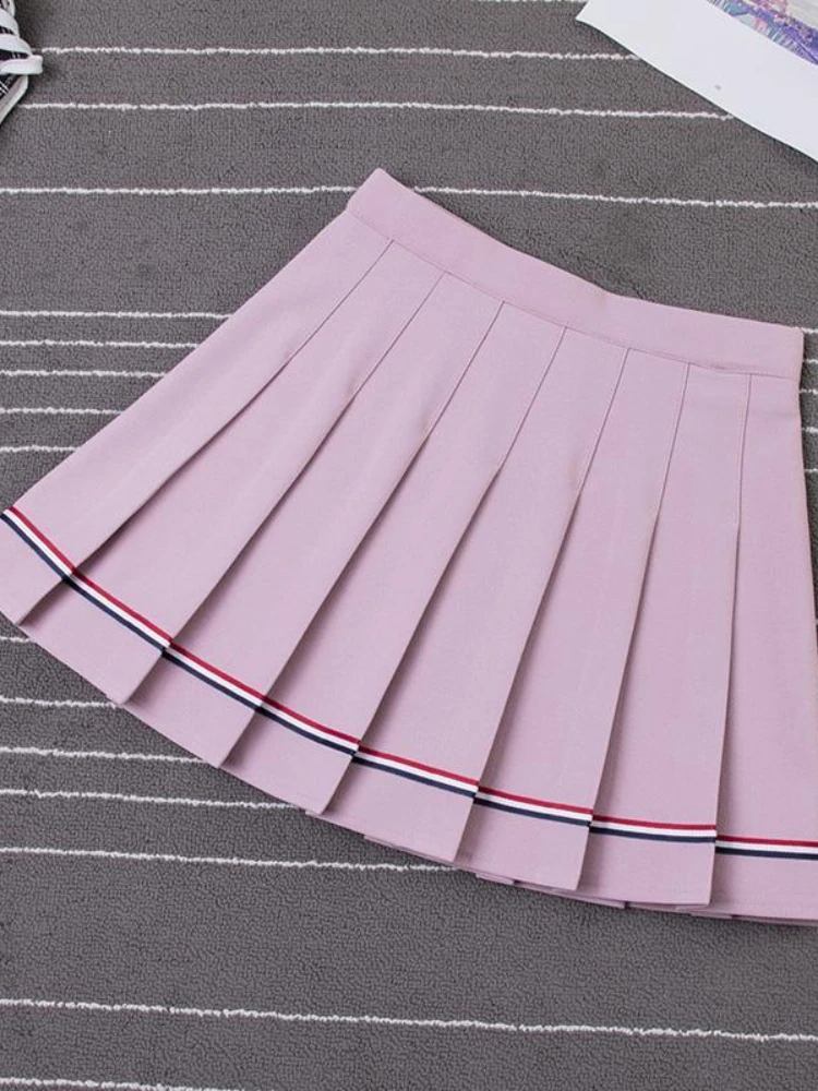 Женская мини-юбка розовая плиссированная юбка корейская модная одежда кавайная